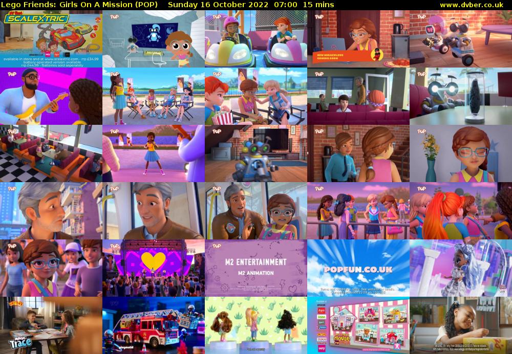 Lego Friends: Girls On A Mission (POP) Sunday 16 October 2022 07:00 - 07:15