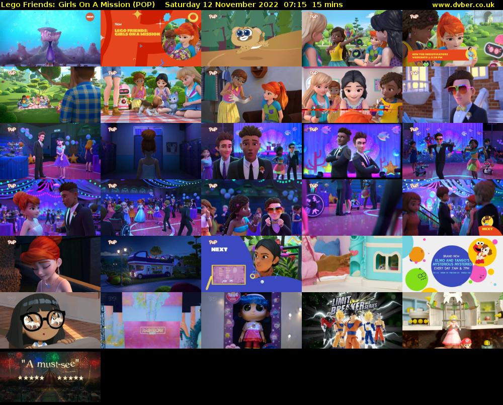 Lego Friends: Girls On A Mission (POP) Saturday 12 November 2022 07:15 - 07:30
