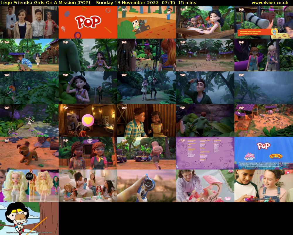 Lego Friends: Girls On A Mission (POP) Sunday 13 November 2022 07:45 - 08:00