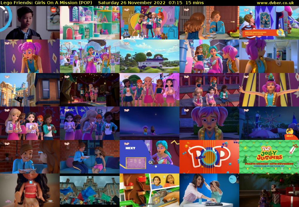 Lego Friends: Girls On A Mission (POP) Saturday 26 November 2022 07:15 - 07:30