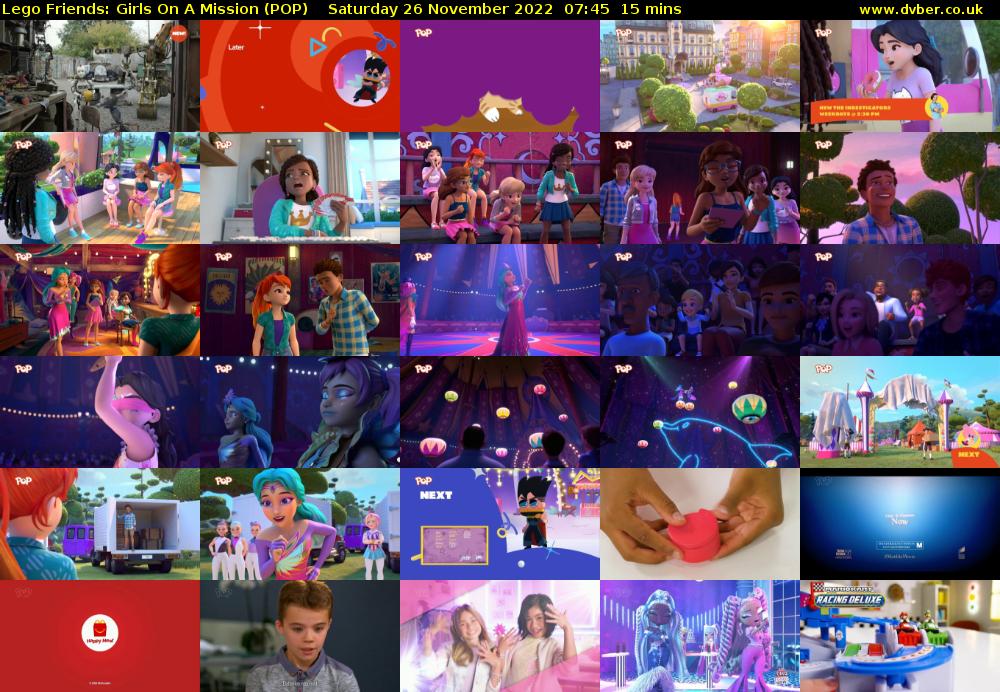 Lego Friends: Girls On A Mission (POP) Saturday 26 November 2022 07:45 - 08:00