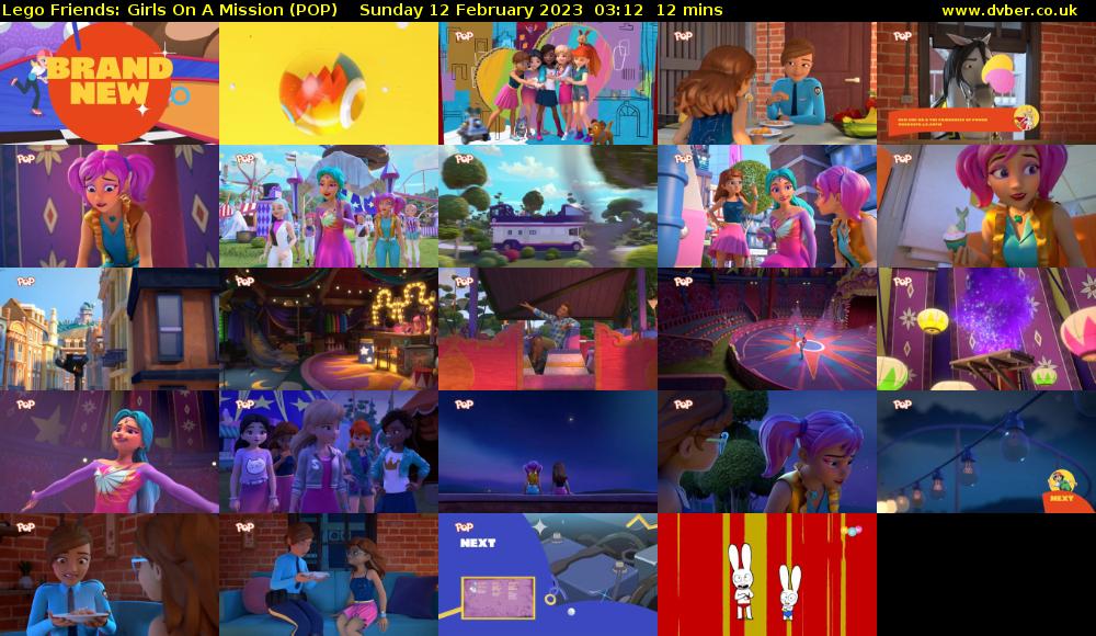 Lego Friends: Girls On A Mission (POP) Sunday 12 February 2023 03:12 - 03:24
