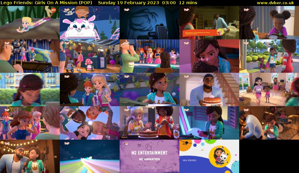 Lego Friends: Girls On A Mission (POP) Sunday 19 February 2023 03:00 - 03:12