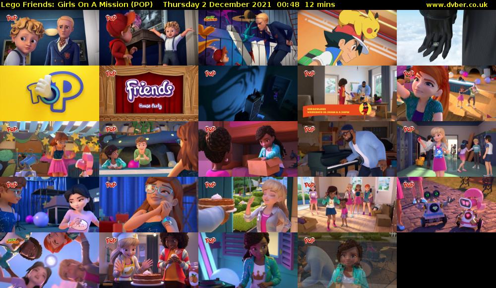 Lego Friends: Girls on a Mission (POP) Thursday 2 December 2021 00:48 - 01:00