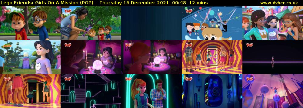 Lego Friends: Girls on a Mission (POP) Thursday 16 December 2021 00:48 - 01:00