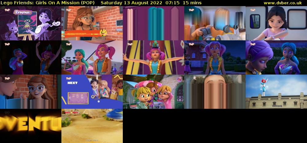 Lego Friends: Girls on a Mission (POP) Saturday 13 August 2022 07:15 - 07:30