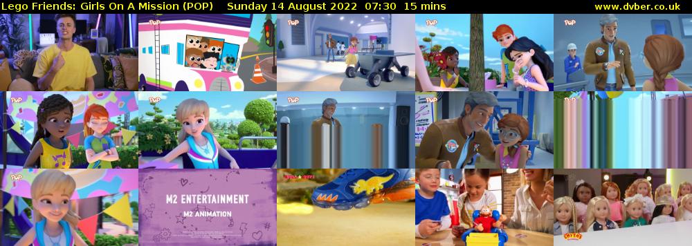 Lego Friends: Girls on a Mission (POP) Sunday 14 August 2022 07:30 - 07:45