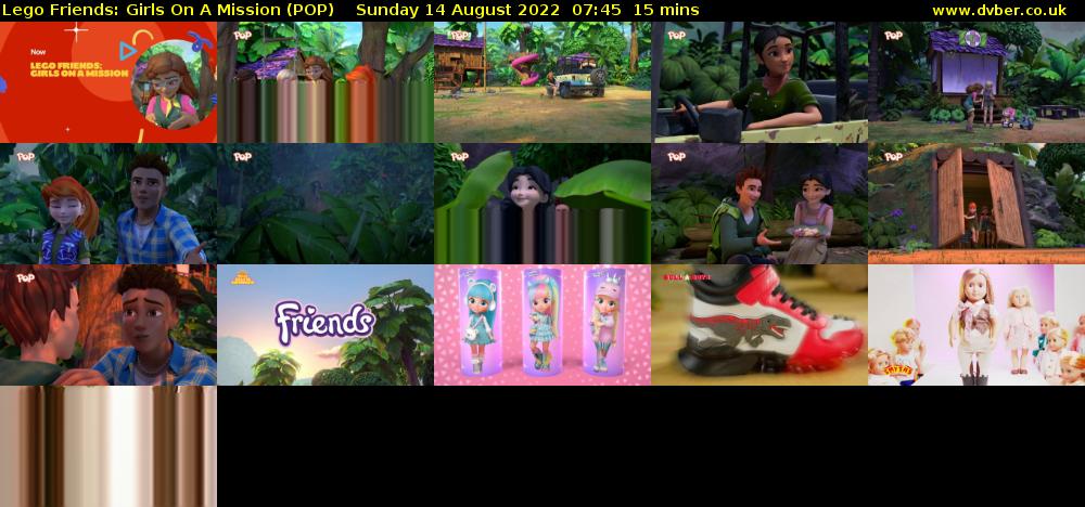Lego Friends: Girls on a Mission (POP) Sunday 14 August 2022 07:45 - 08:00