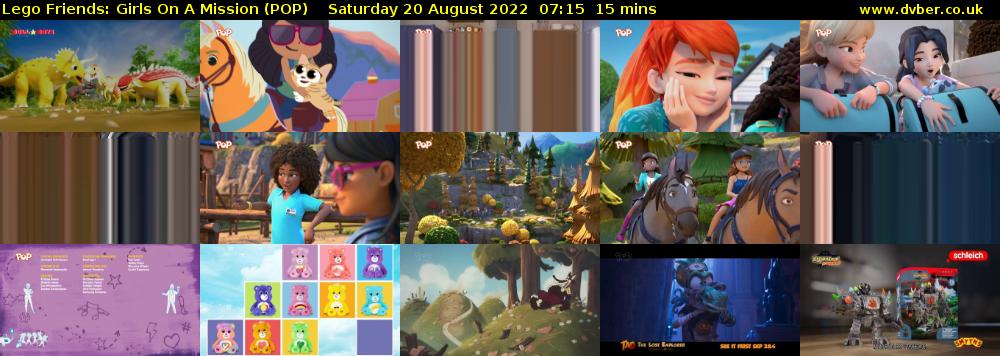 Lego Friends: Girls on a Mission (POP) Saturday 20 August 2022 07:15 - 07:30