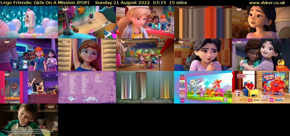 Lego Friends: Girls on a Mission (POP) Sunday 21 August 2022 07:15 - 07:30