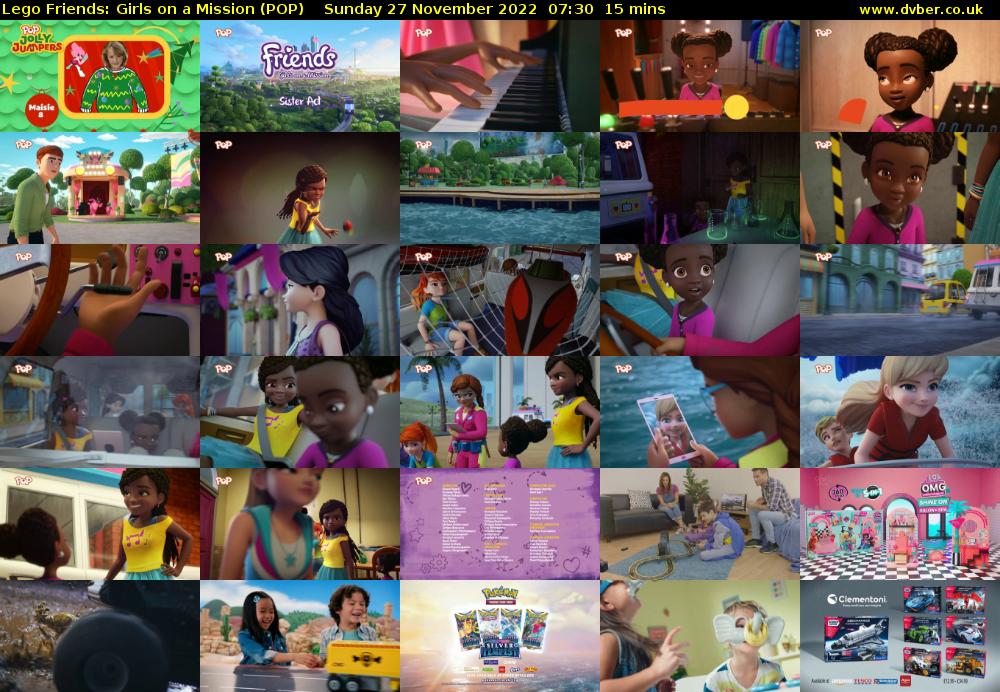 Lego Friends: Girls on a Mission (POP) Sunday 27 November 2022 07:30 - 07:45
