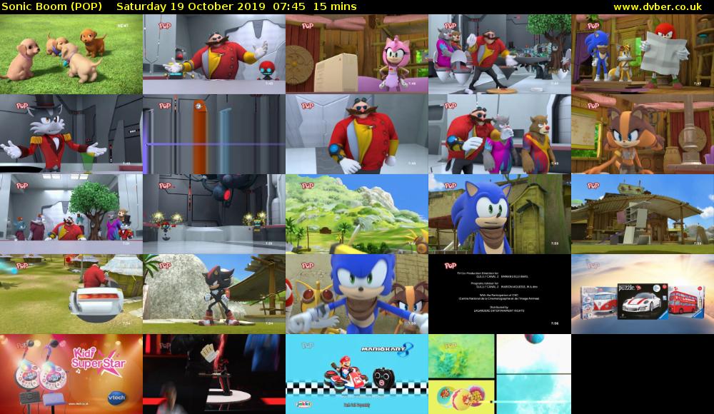 Sonic Boom (POP) Saturday 19 October 2019 07:45 - 08:00