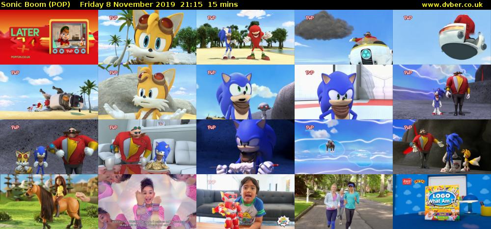 Sonic Boom (POP) Friday 8 November 2019 21:15 - 21:30
