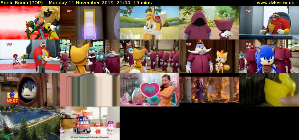 Sonic Boom (POP) Monday 11 November 2019 21:00 - 21:15