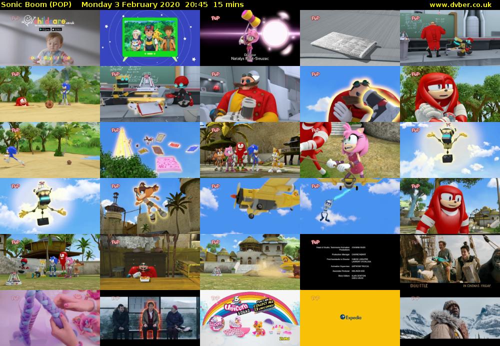 Sonic Boom (POP) Monday 3 February 2020 20:45 - 21:00