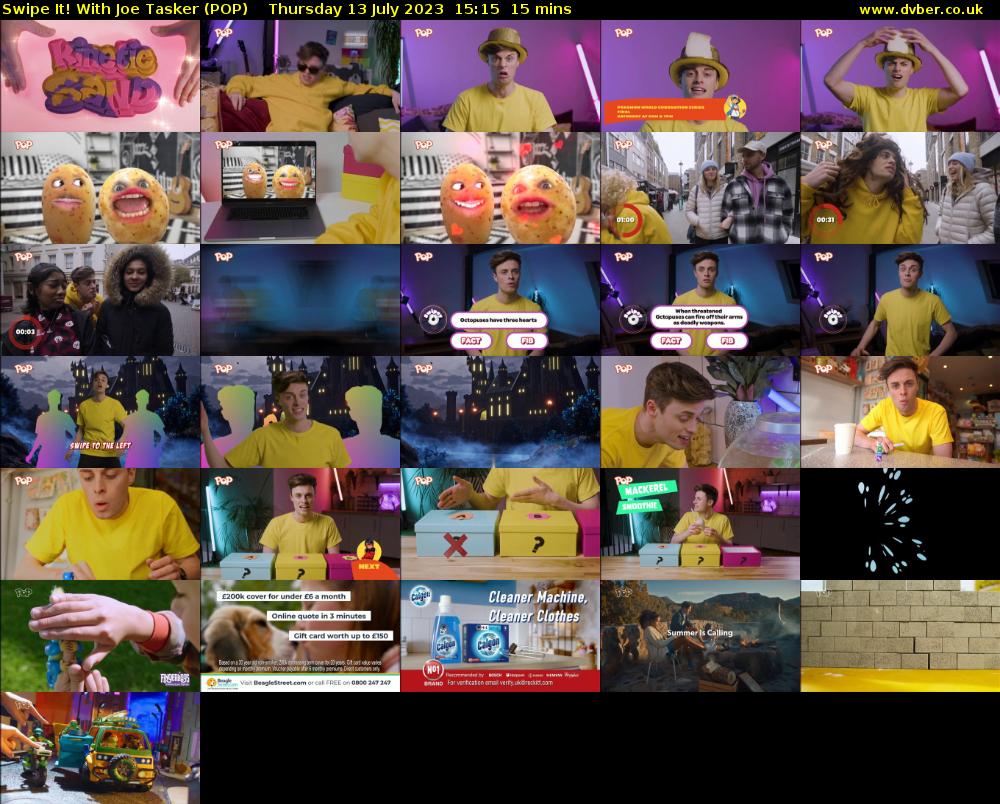 Swipe It! With Joe Tasker (POP) Thursday 13 July 2023 15:15 - 15:30