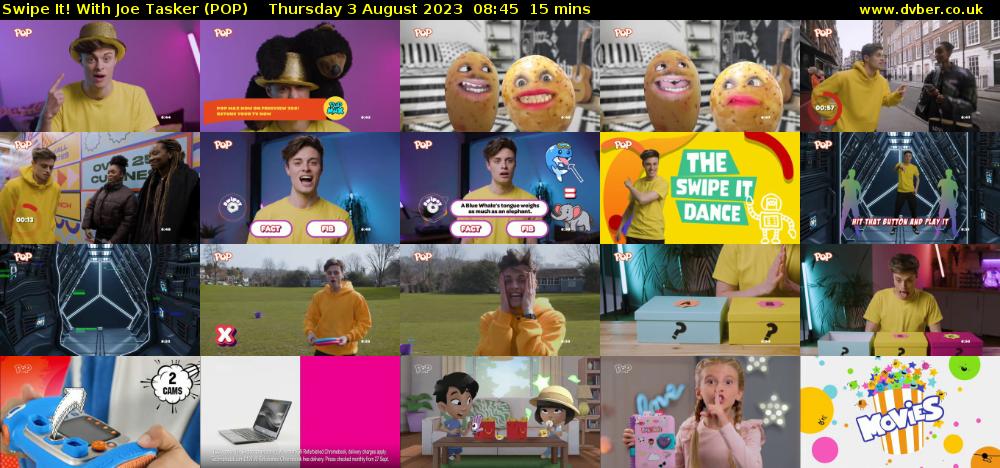 Swipe It! With Joe Tasker (POP) Thursday 3 August 2023 08:45 - 09:00