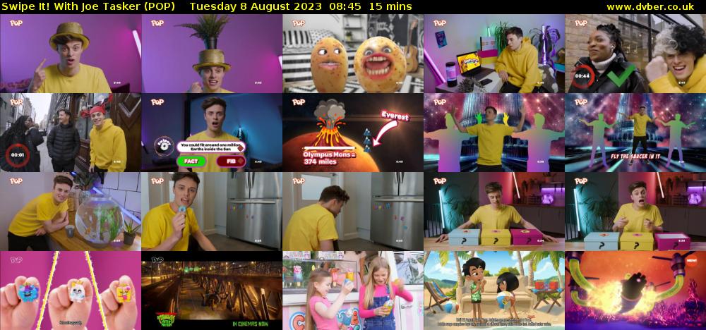 Swipe It! With Joe Tasker (POP) Tuesday 8 August 2023 08:45 - 09:00