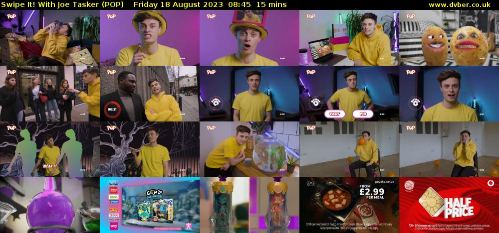 Swipe It! With Joe Tasker (POP) Friday 18 August 2023 08:45 - 09:00