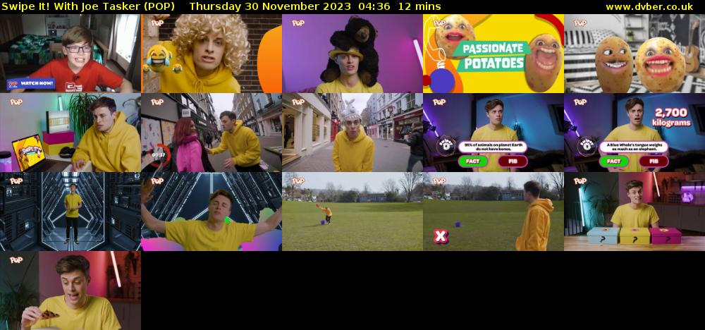 Swipe It! With Joe Tasker (POP) Thursday 30 November 2023 04:36 - 04:48