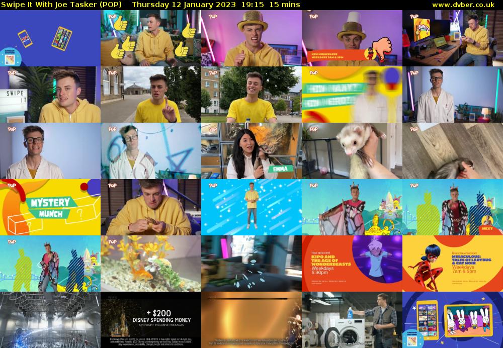 Swipe It With Joe Tasker (POP) Thursday 12 January 2023 19:15 - 19:30
