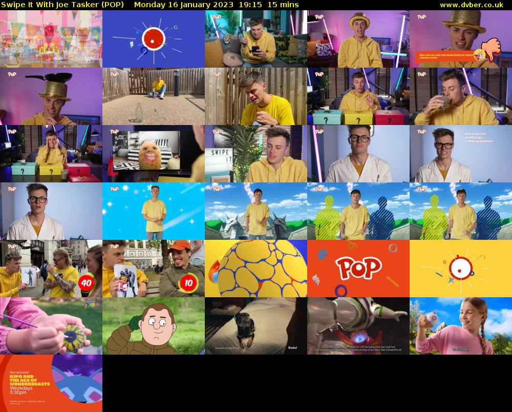 Swipe It With Joe Tasker (POP) Monday 16 January 2023 19:15 - 19:30
