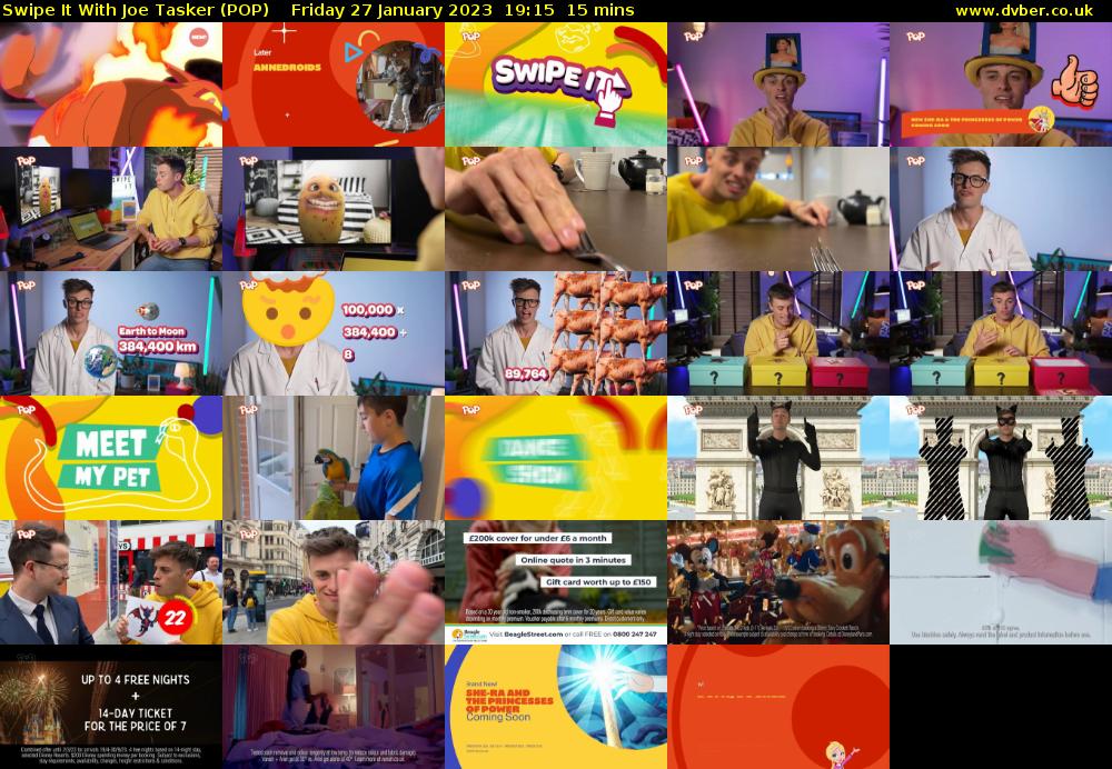 Swipe It With Joe Tasker (POP) Friday 27 January 2023 19:15 - 19:30