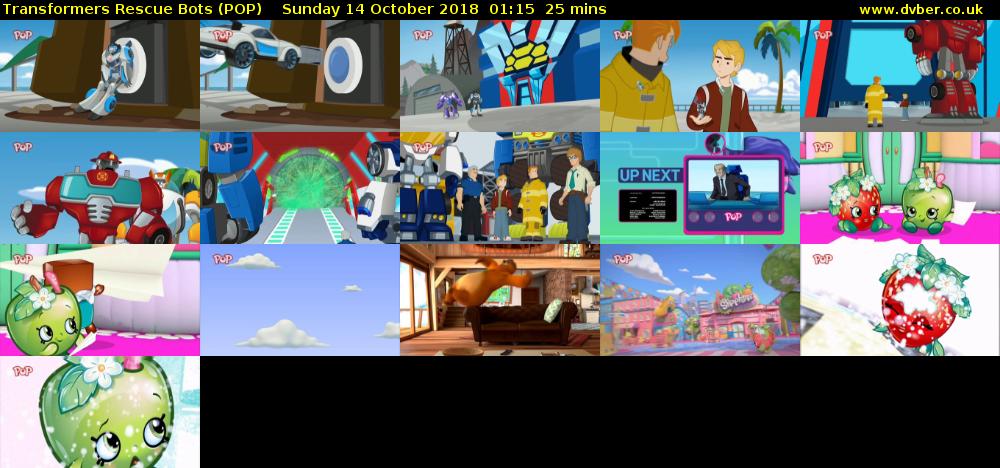 Transformers Rescue Bots (POP) Sunday 14 October 2018 01:15 - 01:40