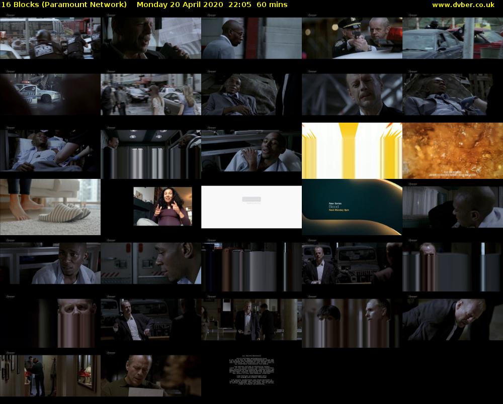 16 Blocks (Paramount Network) Monday 20 April 2020 22:05 - 23:05