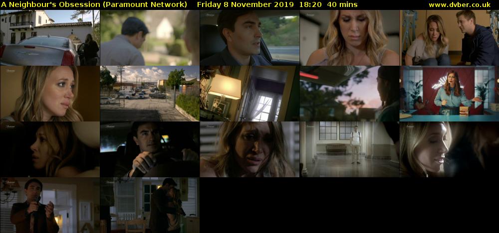 A Neighbour's Obsession (Paramount Network) Friday 8 November 2019 18:20 - 19:00