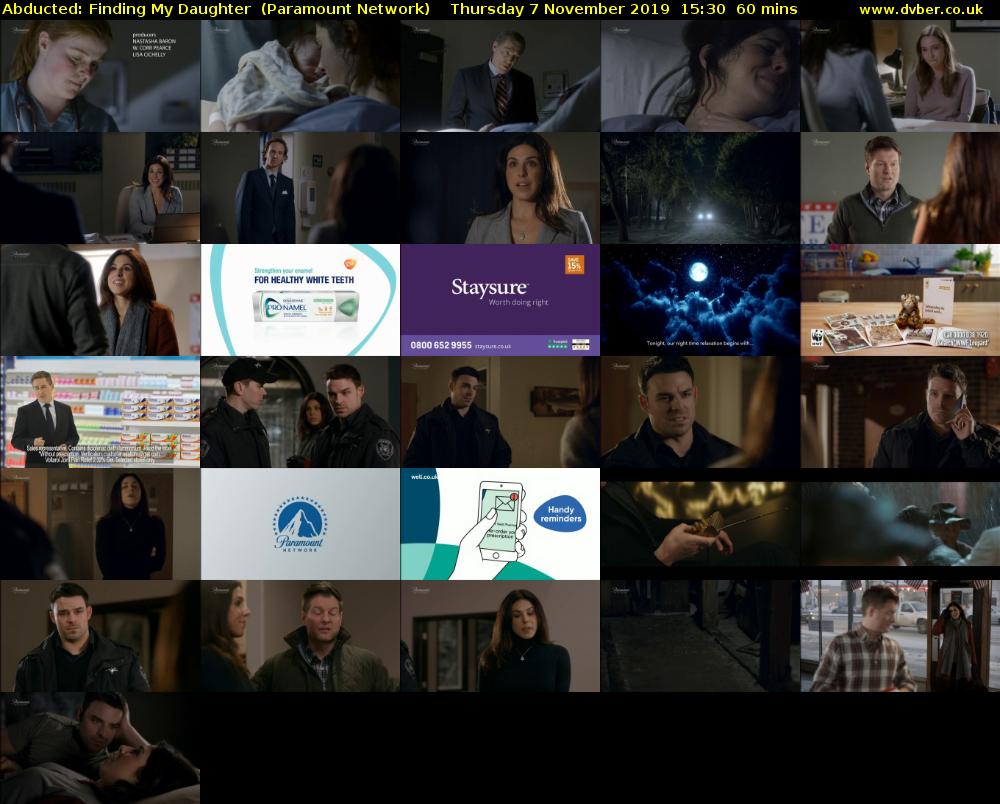 Abducted: Finding My Daughter  (Paramount Network) Thursday 7 November 2019 15:30 - 16:30