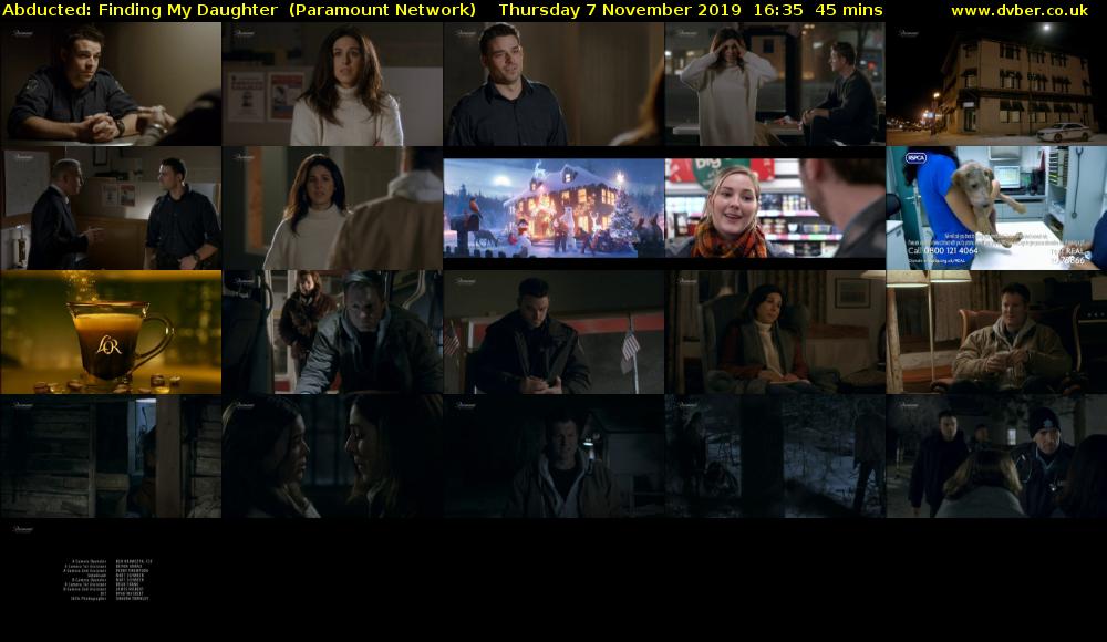 Abducted: Finding My Daughter  (Paramount Network) Thursday 7 November 2019 16:35 - 17:20