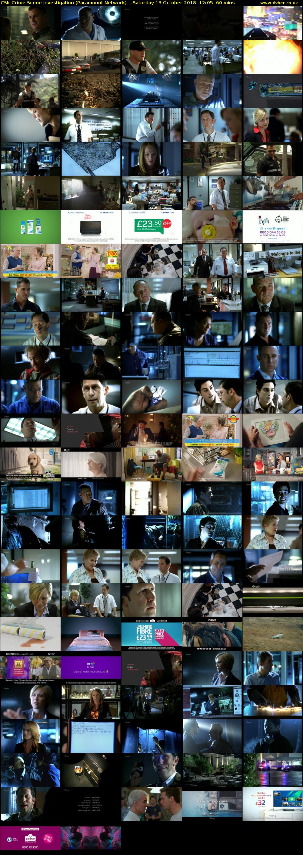 CSI: Crime Scene Investigation (Paramount Network) Saturday 13 October 2018 12:05 - 13:05