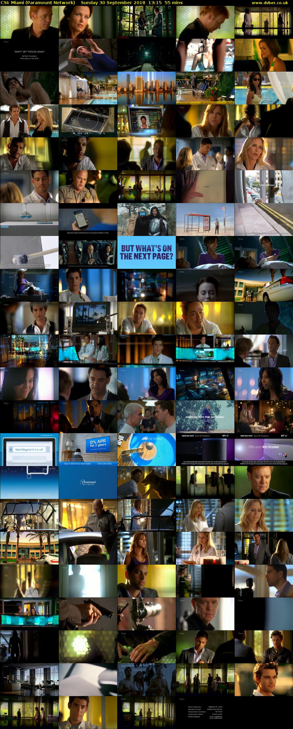 CSI: Miami (Paramount Network) Sunday 30 September 2018 13:15 - 14:10