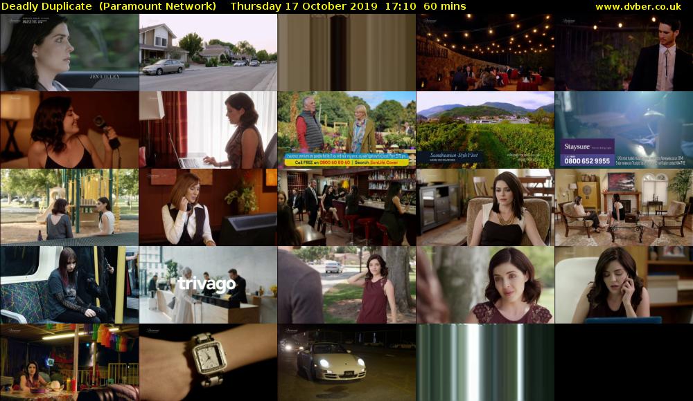 Deadly Duplicate  (Paramount Network) Thursday 17 October 2019 17:10 - 18:10