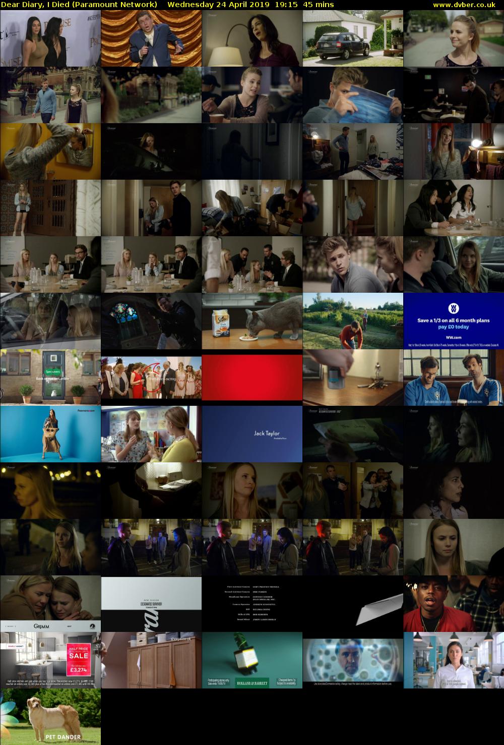 Dear Diary, I Died (Paramount Network) Wednesday 24 April 2019 19:15 - 20:00
