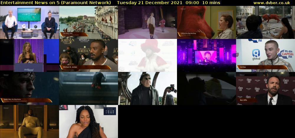Entertainment News on 5 (Paramount Network) Tuesday 21 December 2021 09:00 - 09:10