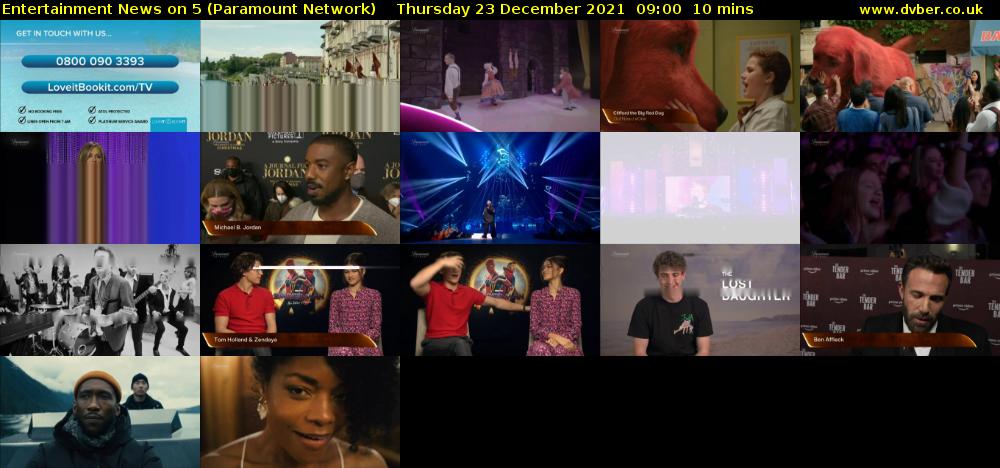 Entertainment News on 5 (Paramount Network) Thursday 23 December 2021 09:00 - 09:10