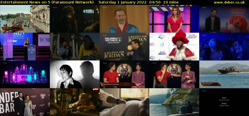 Entertainment News on 5 (Paramount Network) Saturday 1 January 2022 04:50 - 05:00