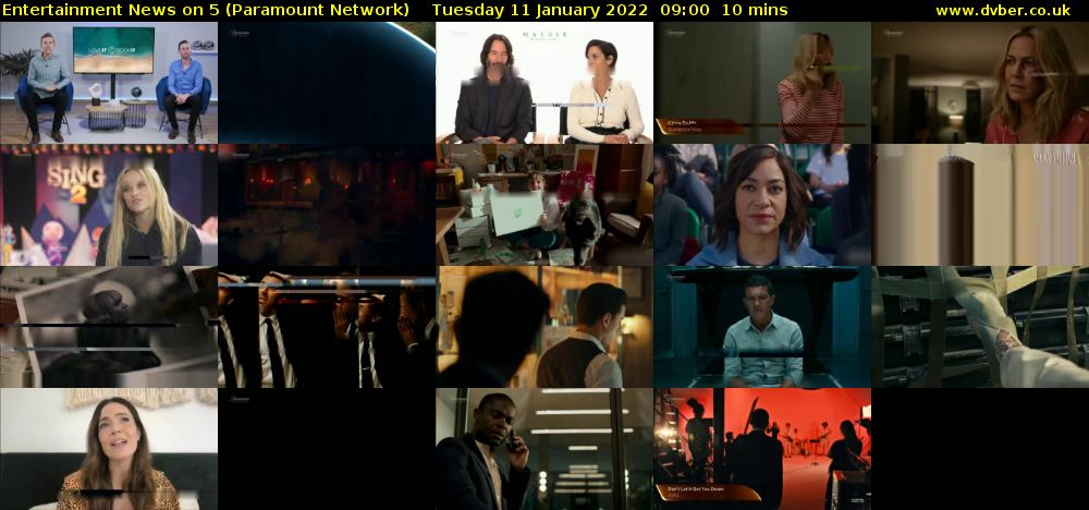 Entertainment News on 5 (Paramount Network) Tuesday 11 January 2022 09:00 - 09:10