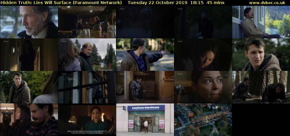 Hidden Truth: Lies Will Surface (Paramount Network) Tuesday 22 October 2019 18:15 - 19:00