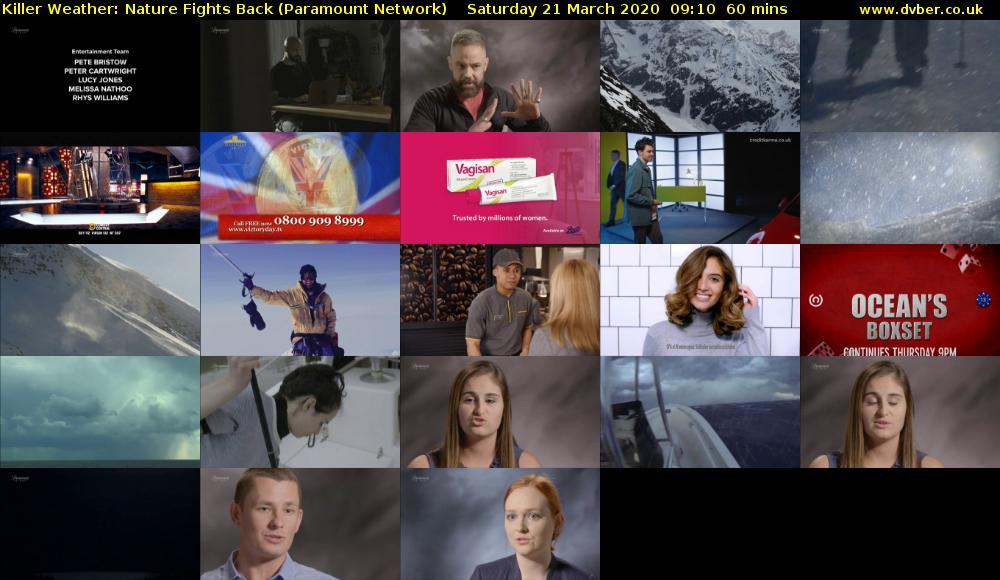 Killer Weather: Nature Fights Back (Paramount Network) Saturday 21 March 2020 09:10 - 10:10