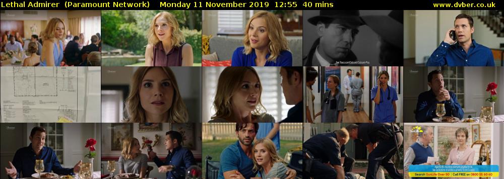 Lethal Admirer  (Paramount Network) Monday 11 November 2019 12:55 - 13:35