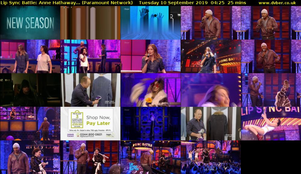 Lip Sync Battle: Anne Hathaway... (Paramount Network) Tuesday 10 September 2019 04:25 - 04:50