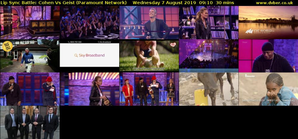 Lip Sync Battle: Cohen Vs Geist (Paramount Network) Wednesday 7 August 2019 09:10 - 09:40
