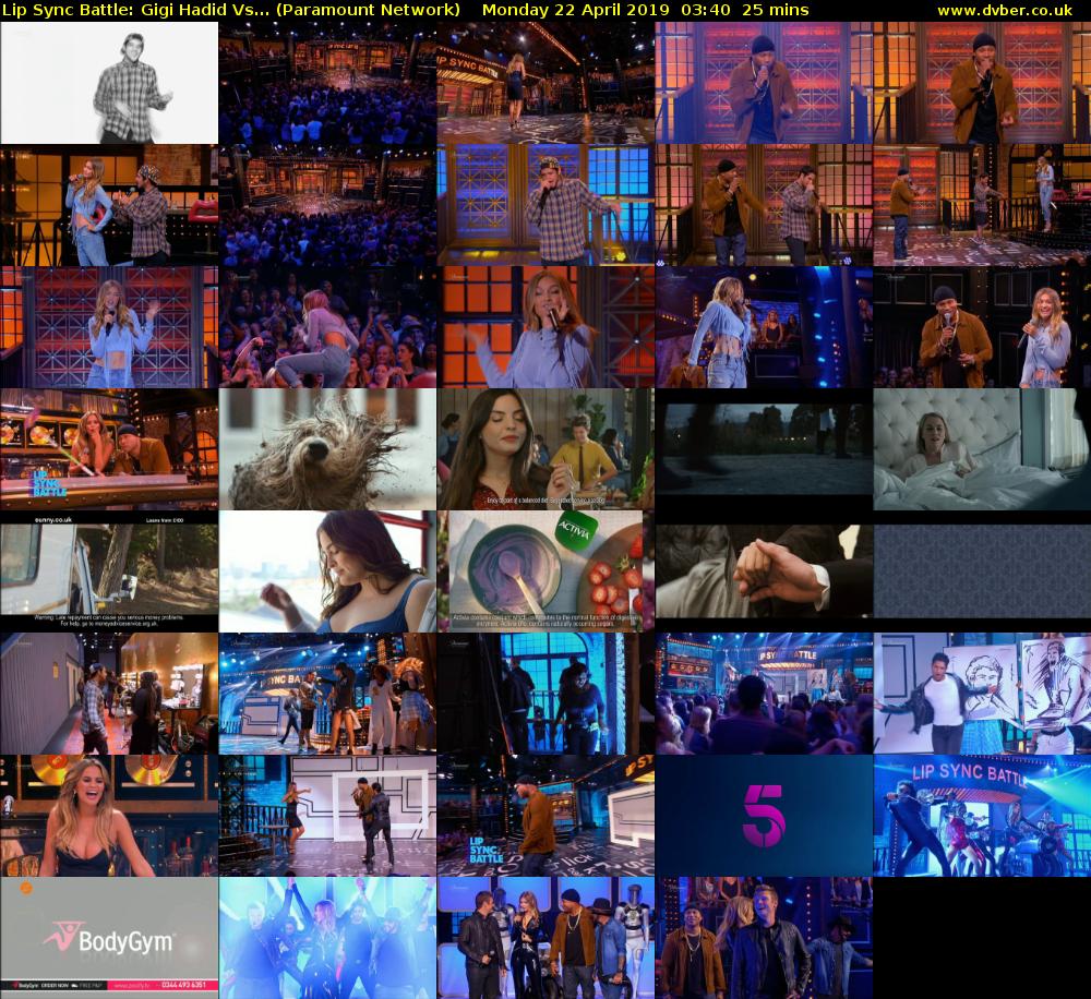 Lip Sync Battle: Gigi Hadid Vs... (Paramount Network) Monday 22 April 2019 03:40 - 04:05