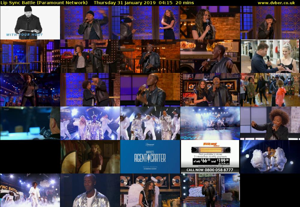 Lip Sync Battle (Paramount Network) Thursday 31 January 2019 04:15 - 04:35