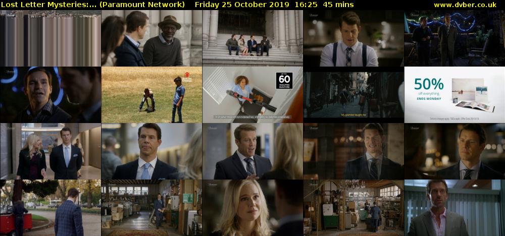 Lost Letter Mysteries:... (Paramount Network) Friday 25 October 2019 16:25 - 17:10