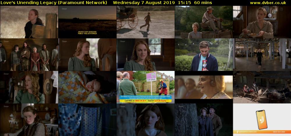 Love's Unending Legacy (Paramount Network) Wednesday 7 August 2019 15:15 - 16:15