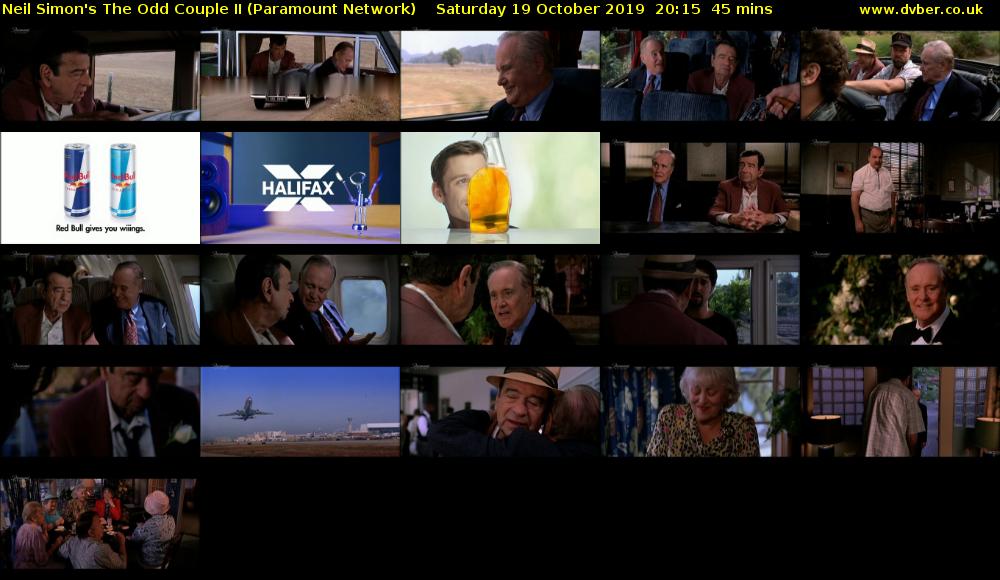 Neil Simon's The Odd Couple II (Paramount Network) Saturday 19 October 2019 20:15 - 21:00